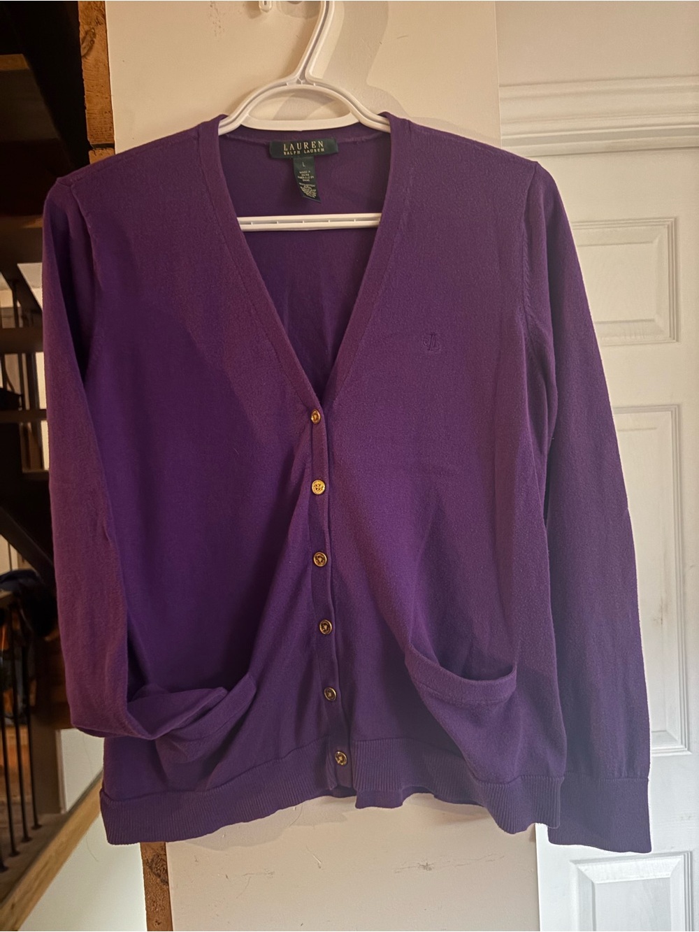 Ralph Lauren Purple Button-Front V-Neck Cardigan